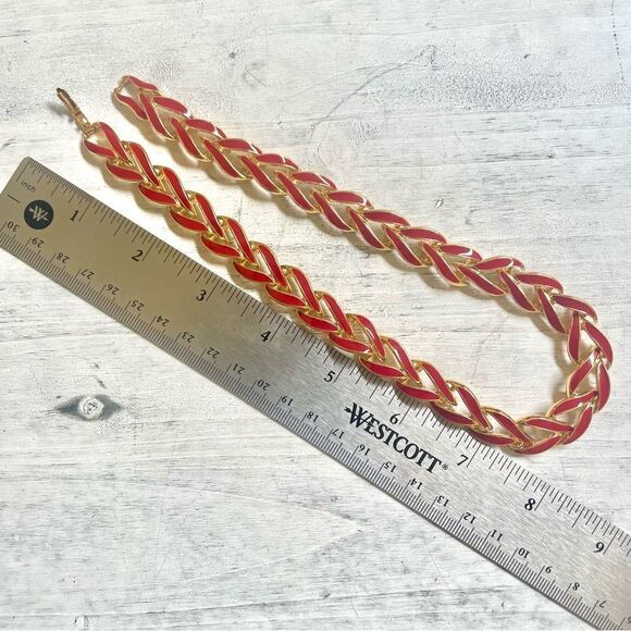 Napier vintage red enamel link necklace - Picture 4 of 10